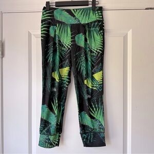 Fabletics joggers, jungle / palm leaves print, green, Size XXS